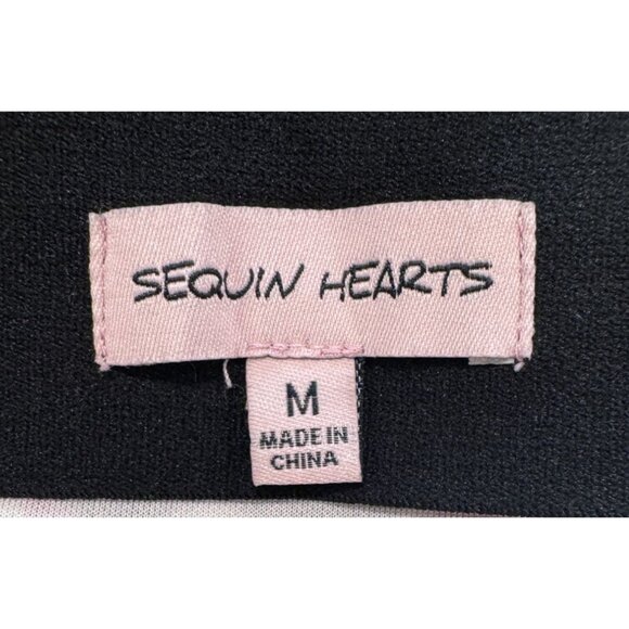 Sequin Hearts Pencil Skirt Black Red White Geometric Pattern Stretch Waist Med. - Picture 3 of 3